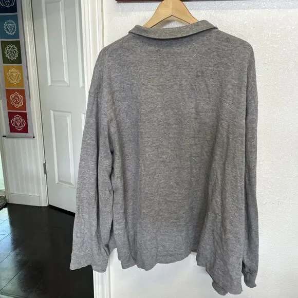 Polo Ralph Lauren Teddy Bear Estate-Rib Quarter Zip Pullover Heather Grey XXL